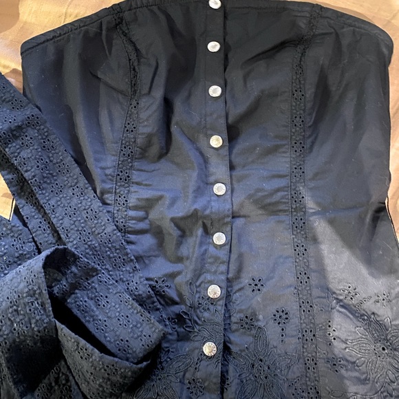 GUESS Strapless Eyelet Tube Top Black Lace Bustier Corset Sexy Blouse Women Cute - Picture 1 of 7